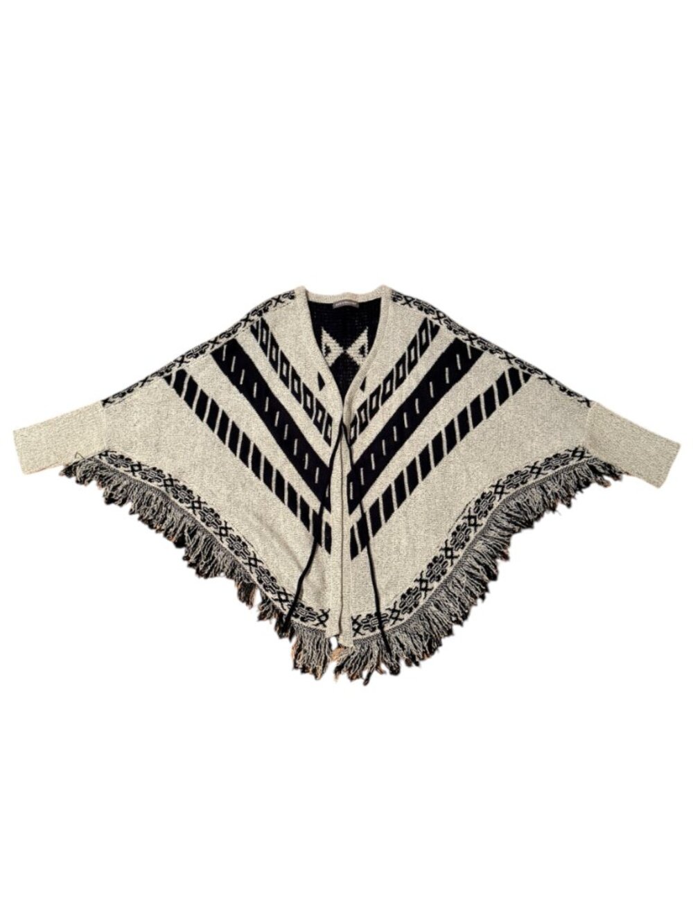 Kate & Mallory Fringe Sweater Poncho Women's Cape Size Medium VINTAGE - Picture 3 of 8